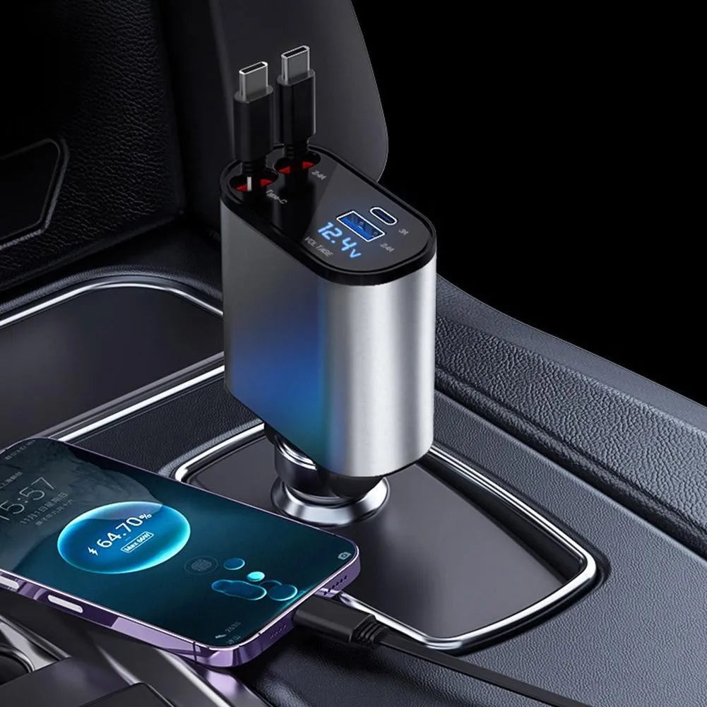 Retractable Car Charger - 4 in 1 with 100W