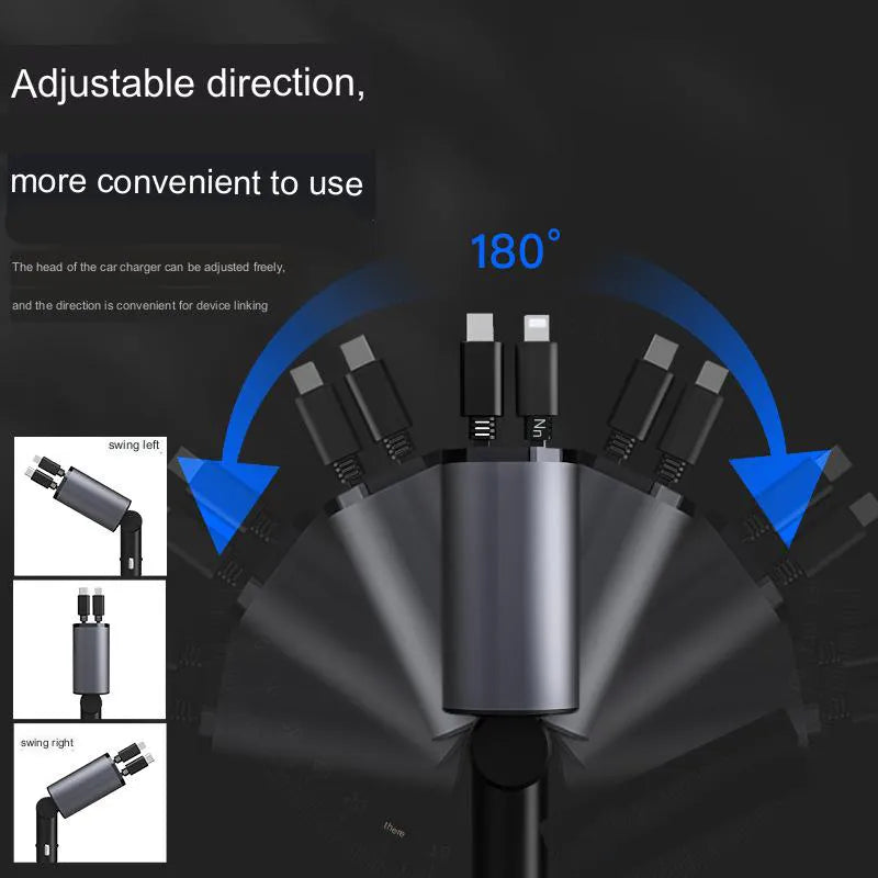 Retractable Car Charger - 4 in 1 with 100W